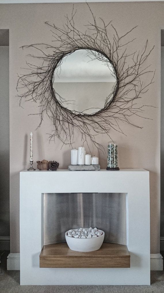 Unique Large Handmade Ooak Silver Birch Tree Branch Round Mirror Intended For Cromartie Tree Branch Wall Mirrors (View 8 of 15)