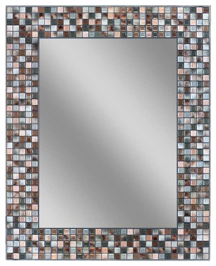 Unique Wall Mirror, Rectangular Shape With Elegant Mosaic Border Regarding Modern Rectangle Wall Mirrors (Photo 11 of 15)