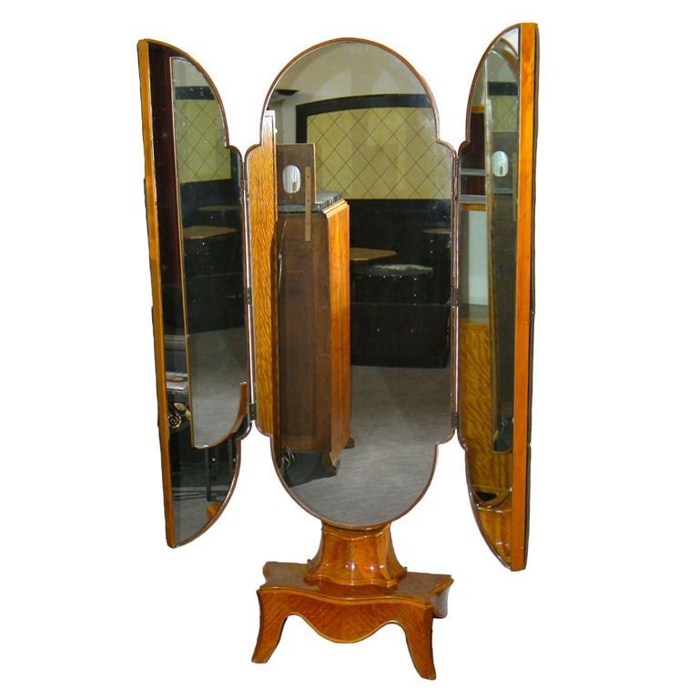 Unusual Tri Fold Stand Up Antique Mirror At 1stdibs For Antique Brass Standing Mirrors (View 14 of 15)