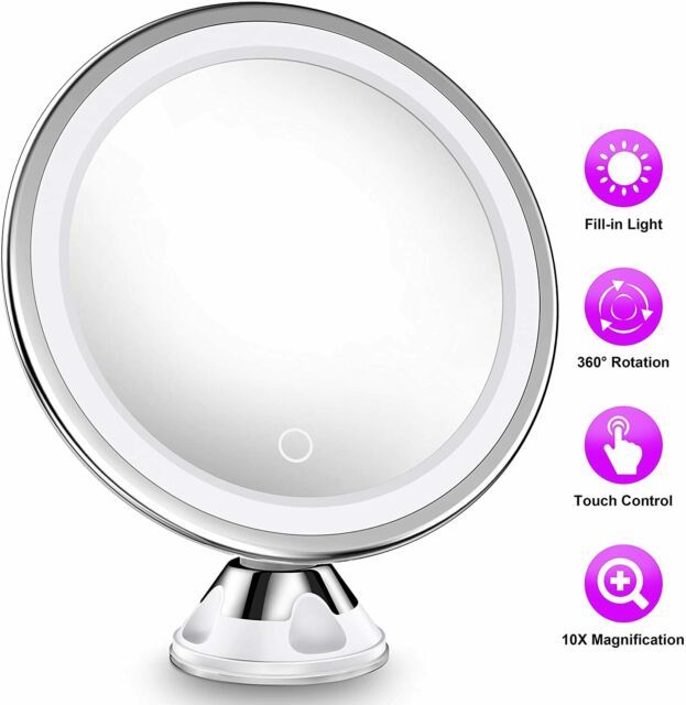 Upgraded 10x Magnifying Lighted Makeup Mirror With 3 Of Brightness Throughout Chrome Led Magnified Makeup Mirrors (View 13 of 15)