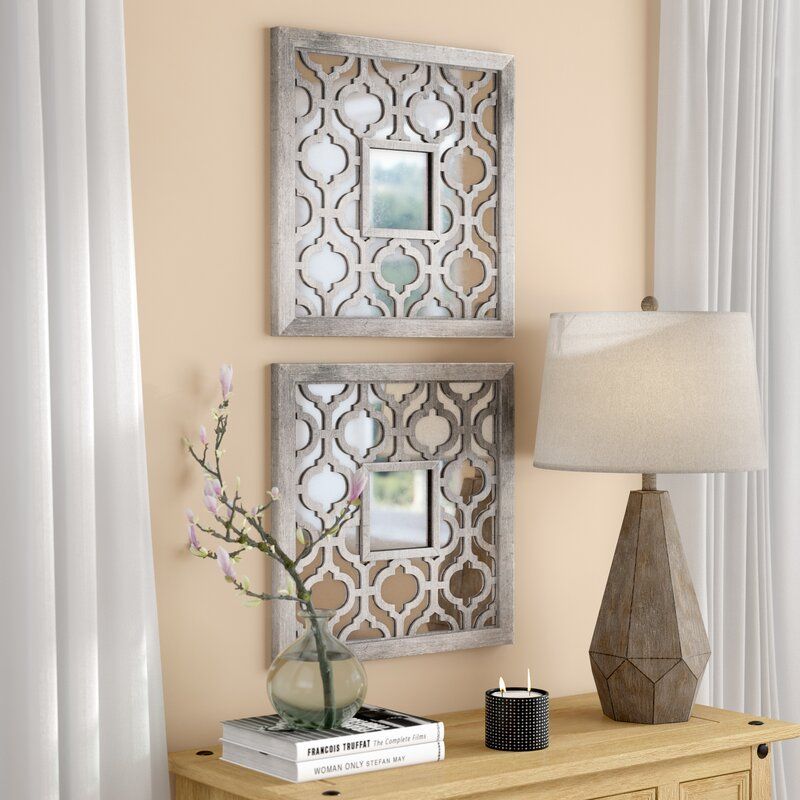 Uptal Square Silver Leaf Wall Mirror & Reviews | Birch Lane For Farmhouse Woodgrain And Leaf Accent Wall Mirrors (View 4 of 15)