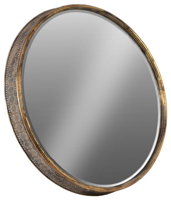 Urban Trends Collection Metal Round Wall Mirror, Gold – Wall Mirrors With Round Metal Luxe Gold Wall Mirrors (View 2 of 15)
