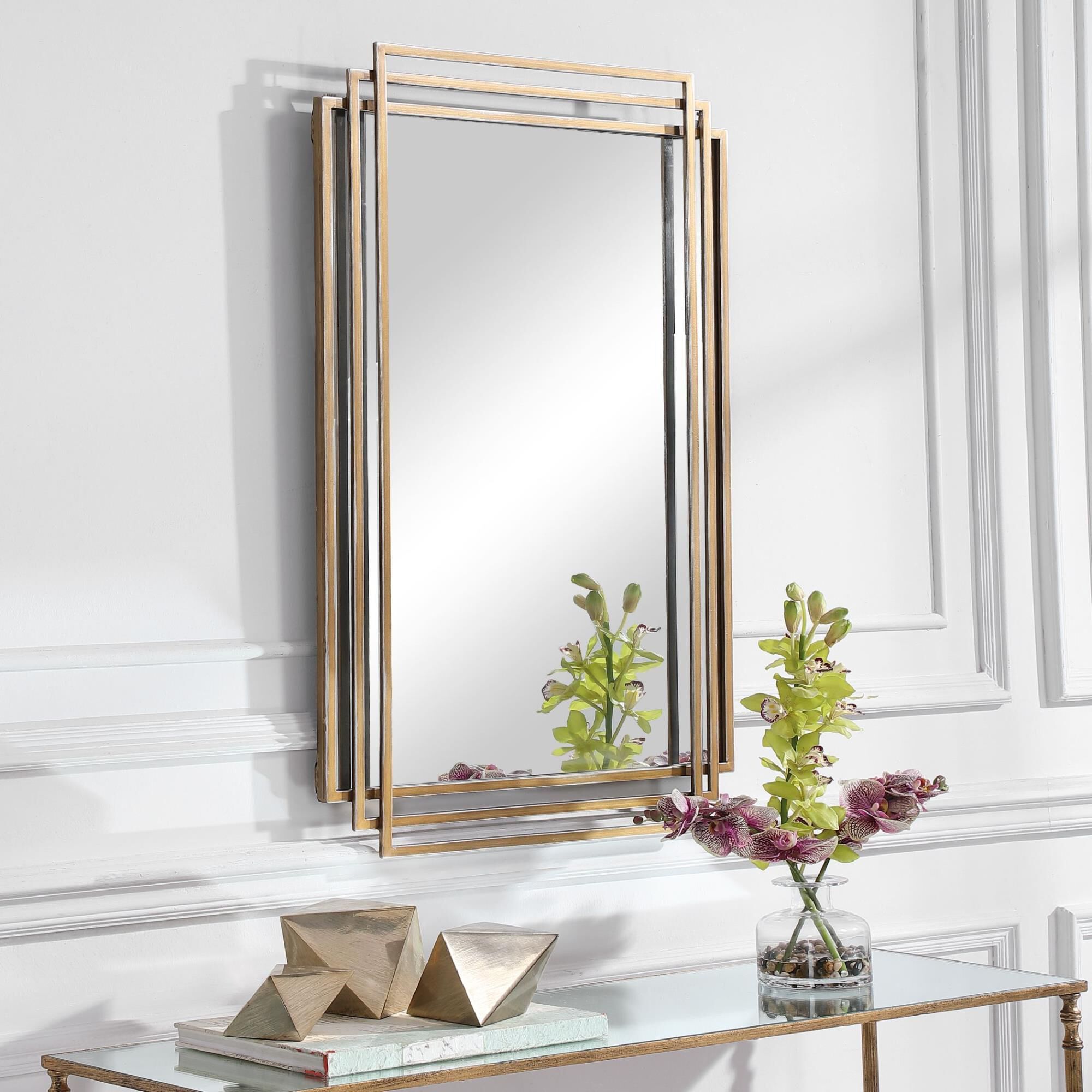 Uttermost Amherst Brushed Gold Mirror Decorative Mirrors | Capitol Regarding Brushed Gold Wall Mirrors (View 3 of 15)