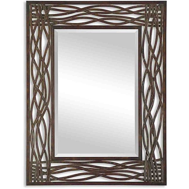 Uttermost Dorigrass Distressed Mocha Rustic Metal Framed Mirror – Free Throughout Brass Iron Framed Wall Mirrors (View 12 of 15)