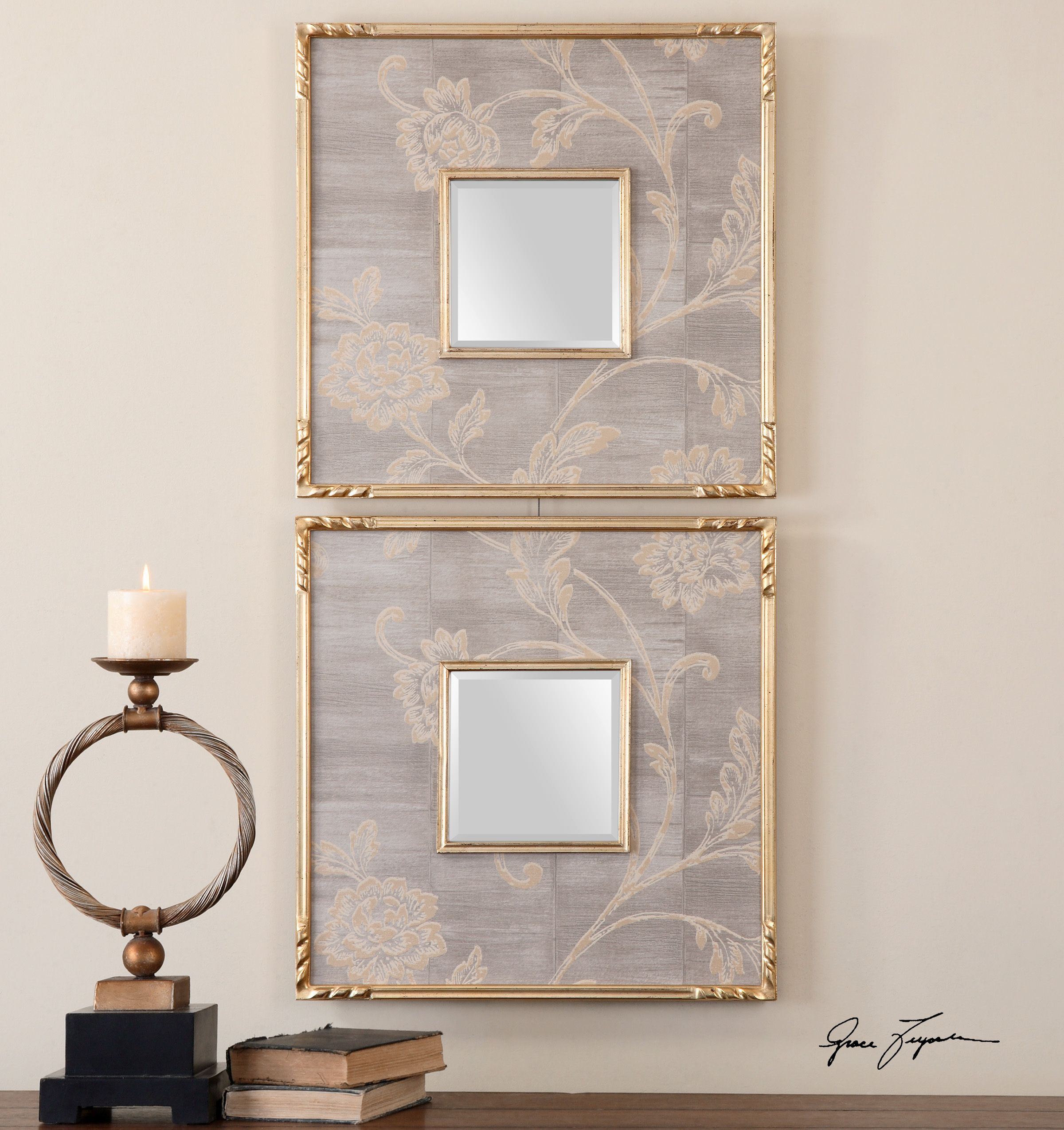 Uttermost Evelyn Square Mirrors, S/2 | Wall Mirrors Set, Mirror Design Throughout Gold Square Oversized Wall Mirrors (View 6 of 15)