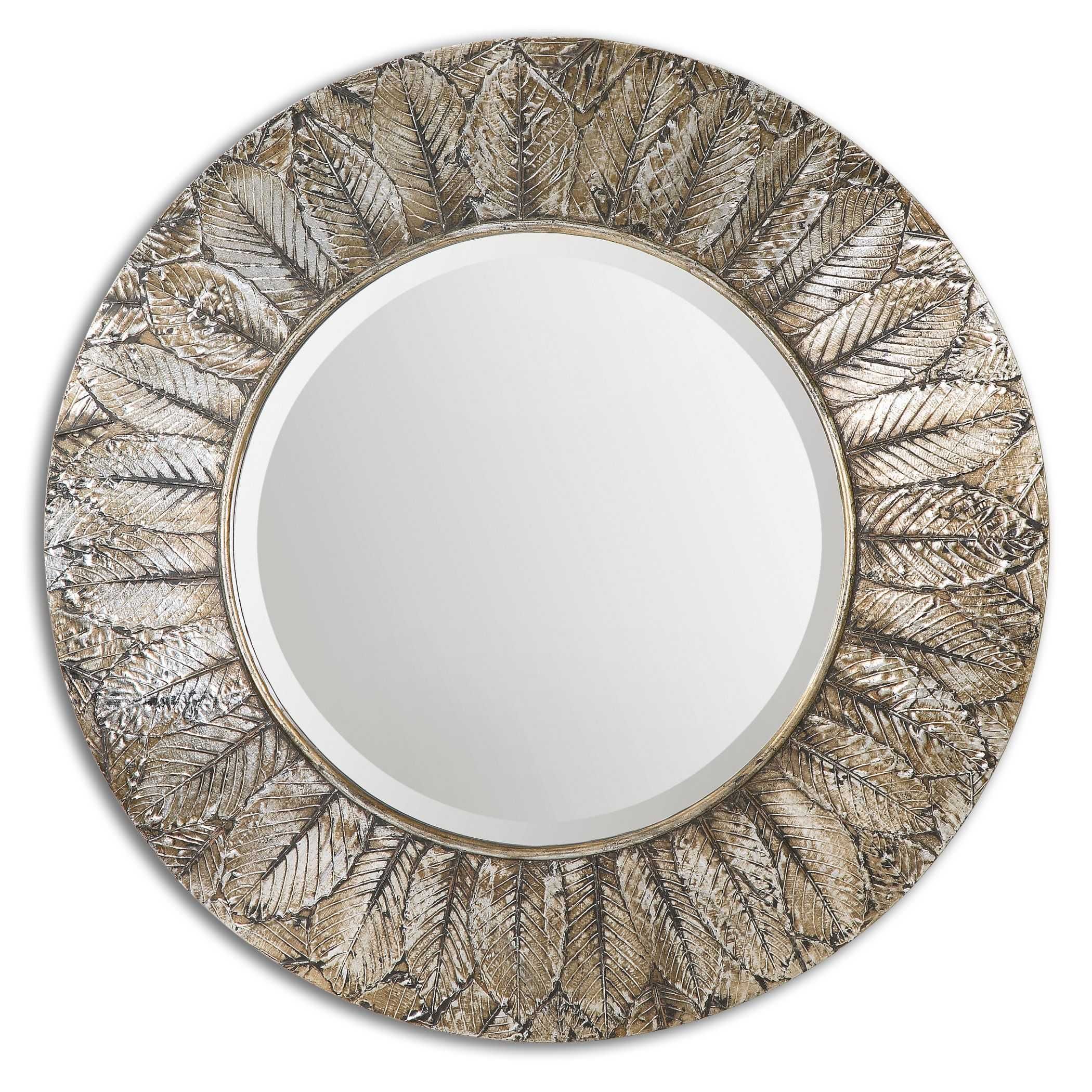 Uttermost Foliage Round Silver Leaf Mirror Within Silver Leaf Round Wall Mirrors (View 5 of 15)