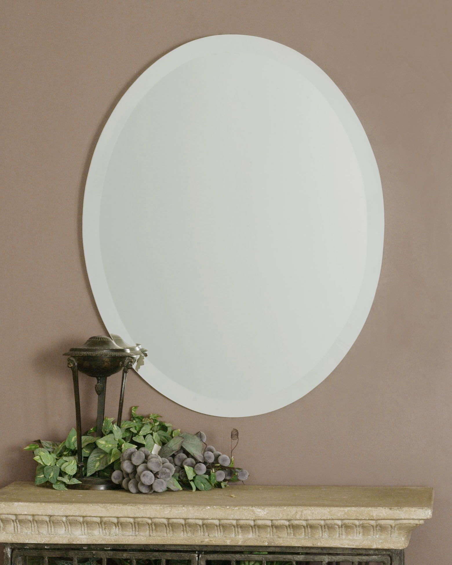 Uttermost Frameless Vanity Oval Mirror 19580 B | Oval Mirror, Oval Wall Inside Thornbury Oval Bevel Frameless Wall Mirrors (View 8 of 15)