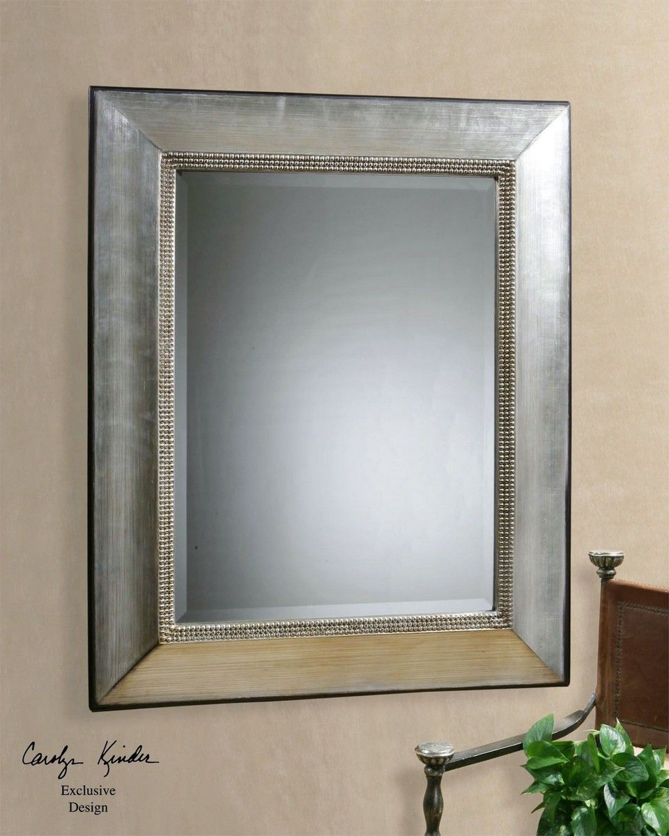 Uttermost Fresno Antique Silver Mirror Uttermost 11572 B At Homelement Inside Glen View Beaded Oval Traditional Accent Mirrors (Photo 1 of 15)