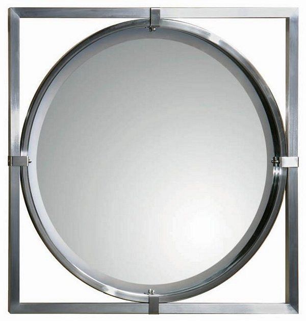 Uttermost Kagami Brushed Nickel Mirror – 01053 B | Brushed Nickel Inside Drake Brushed Steel Wall Mirrors (Photo 2 of 15)