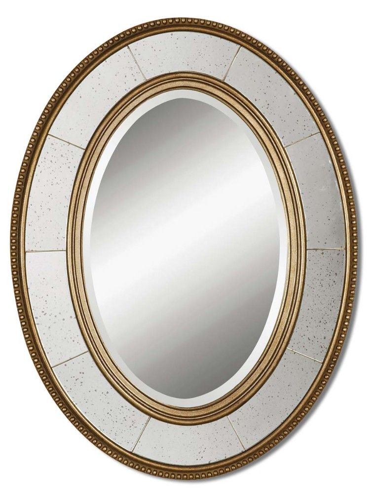Uttermost Lara Oval Champagne Silver Mirror Regarding Oval Metallic Accent Mirrors (View 13 of 15)
