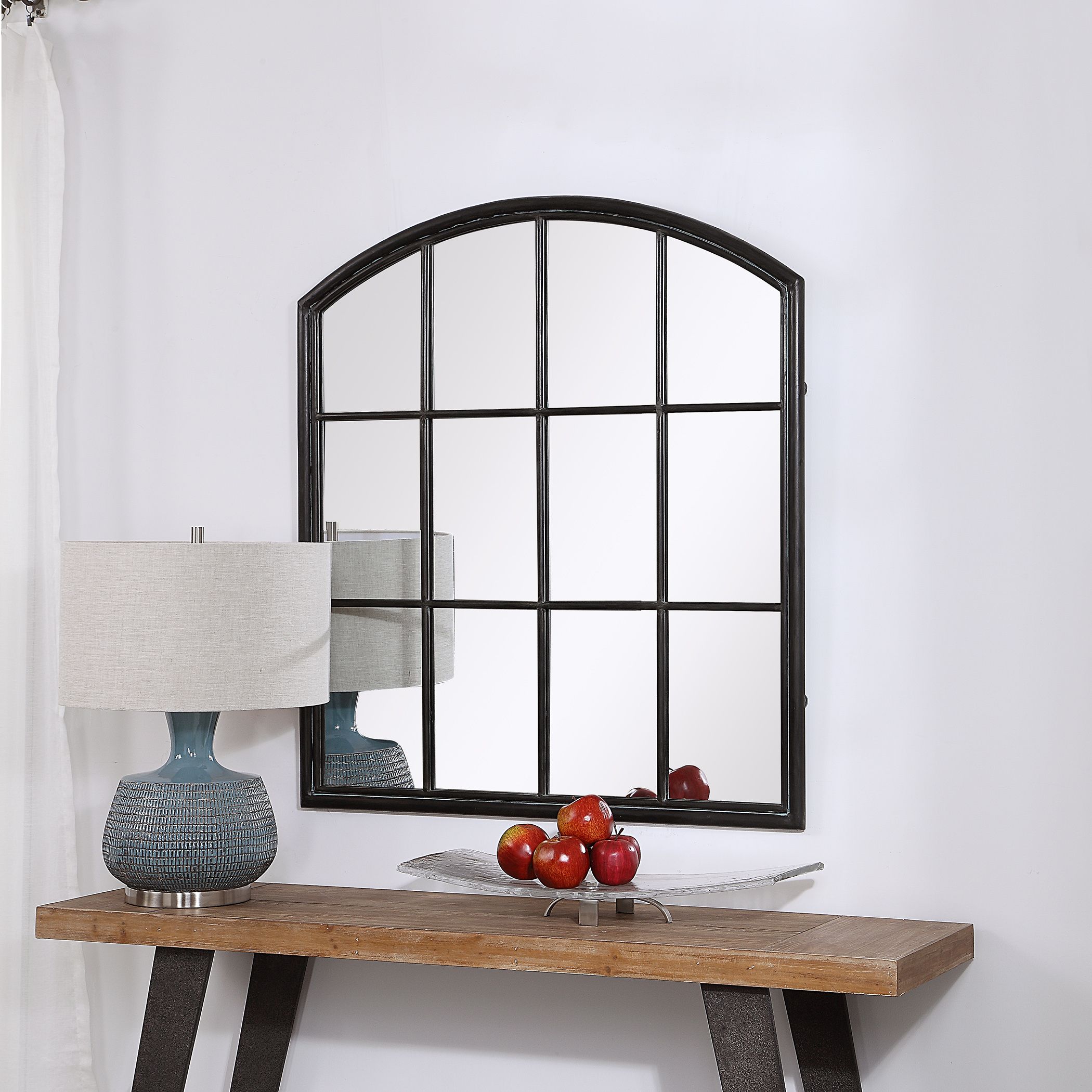 Uttermost Lyda Aged Black Arch Mirror Throughout Black Metal Arch Wall Mirrors (View 7 of 15)