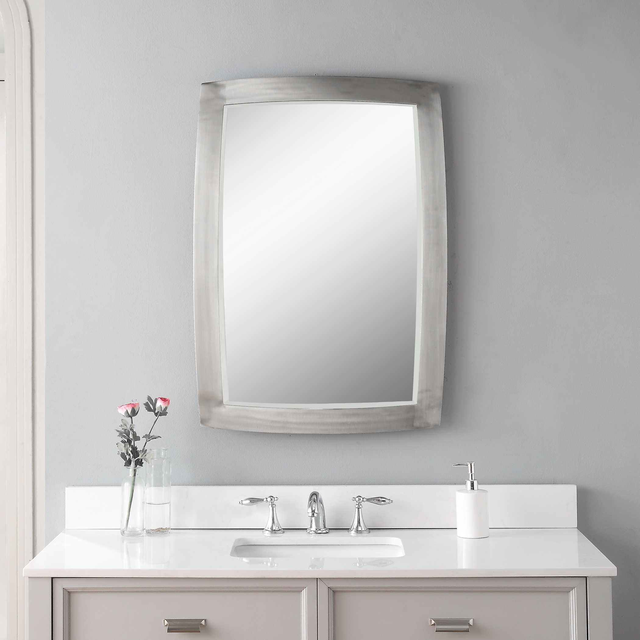 Uttermost Mirrors Haskill Brushed Nickel Mirror | Sheely's Furniture Throughout Drake Brushed Steel Wall Mirrors (View 3 of 15)