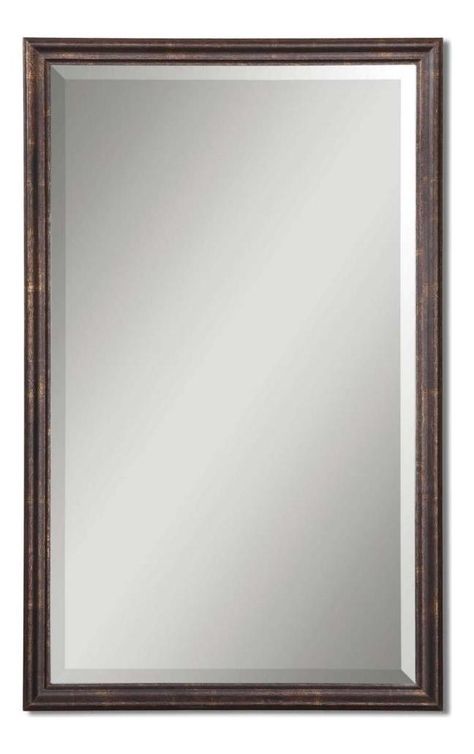 Uttermost Renzo Vanity Beveled Mirror With Distressed Bronze Frame Throughout Kristy Rectangular Beveled Vanity Mirrors In Distressed (View 4 of 15)