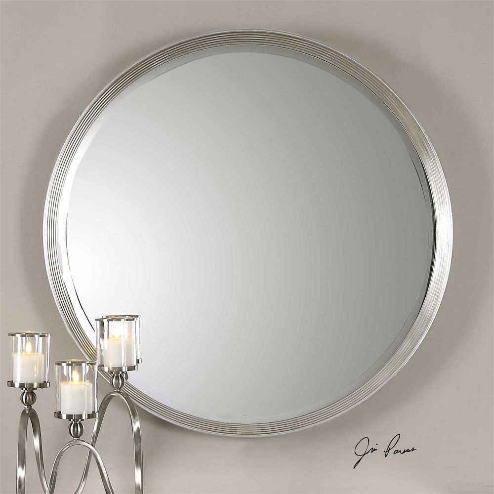 Uttermost Serenza Round Silver Mirror | Round Wall Mirror, Antique With Regard To Antique Silver Round Wall Mirrors (View 10 of 15)