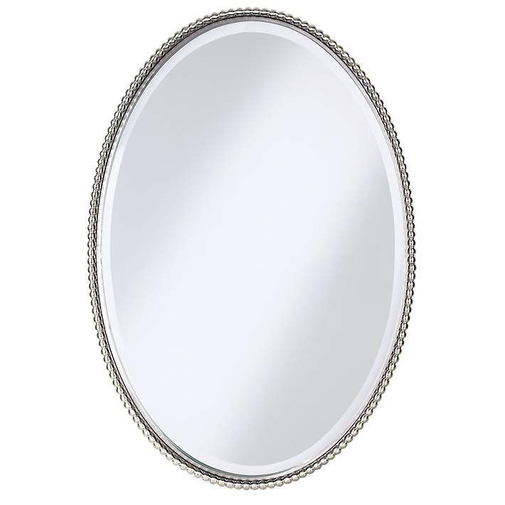 Uttermost Sherise Brushed Nickel 22" X 32" Oval Wall Mirror – #97306 For Oxidized Nickel Wall Mirrors (View 14 of 15)