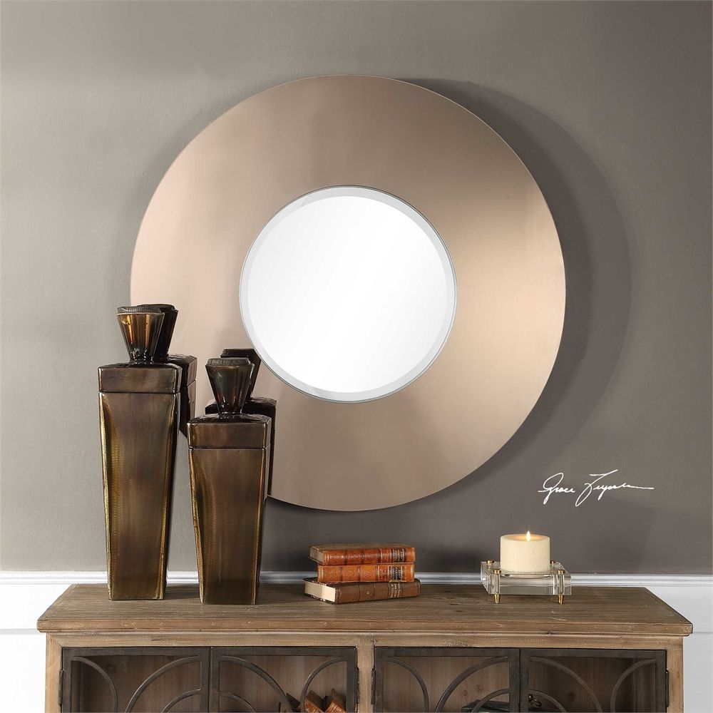 Uttermost Zvon Smokey Bronze Mirror | Bronze Mirror, Round Wall Mirror With Regard To Round Edge Wall Mirrors (View 11 of 15)