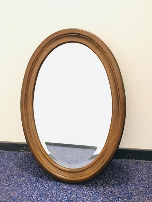 Very Large Vintage Oval Mirror – 70 Cm – Biedermeier Style – Wood With Regard To Pfister Oval Wood Wall Mirrors (View 13 of 15)