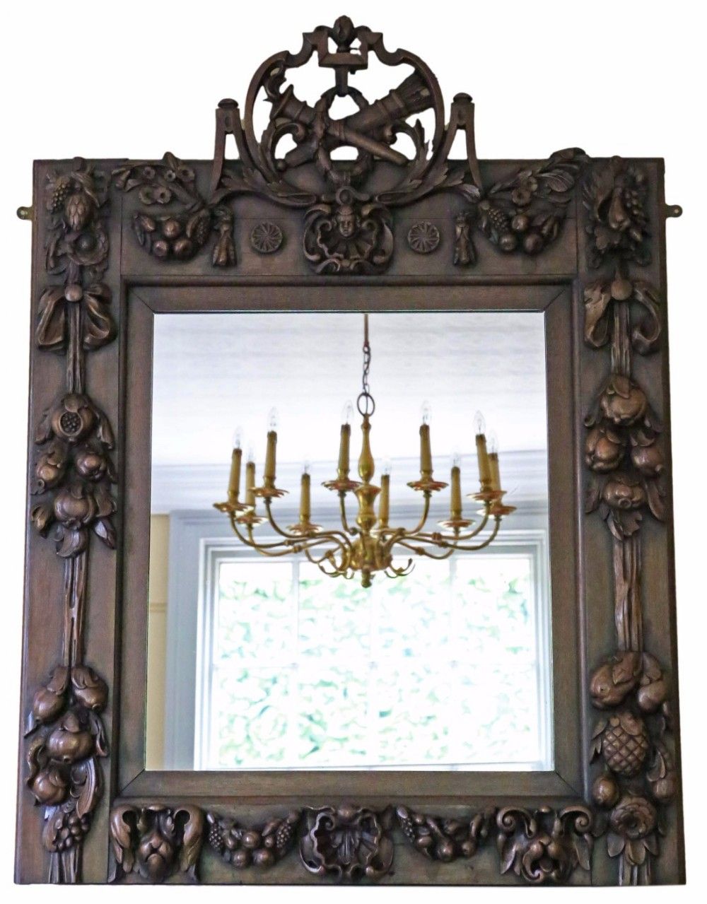 Victorian Carved Walnut Wall Mirror Overmantle | 471759 With Regard To Walnut Wall Mirrors (View 14 of 15)