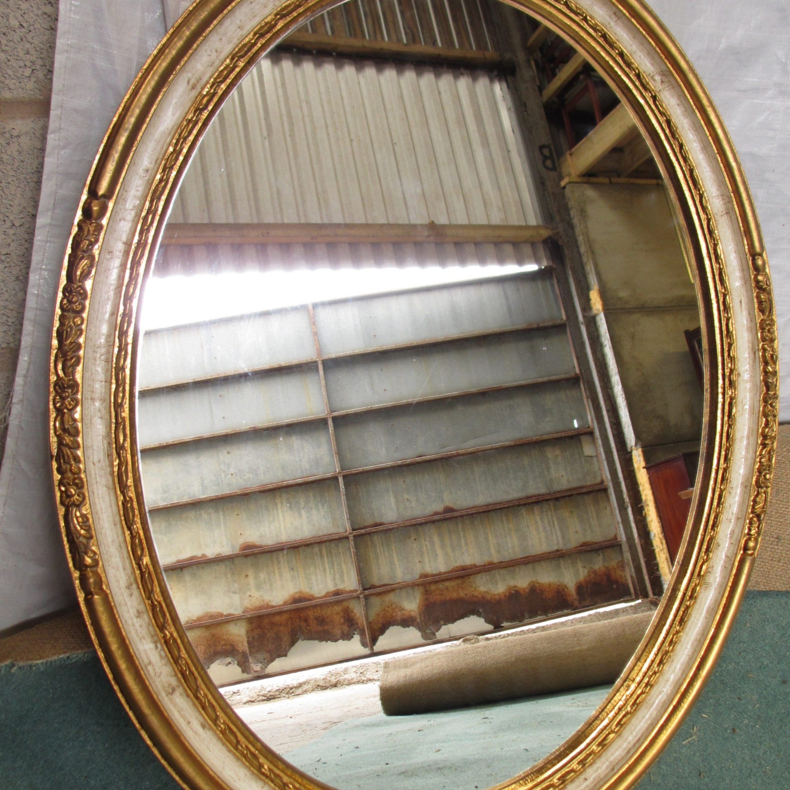 Victorian Oval Gilt And White Framed Wall Hanging Mirror | 683084 Inside Wall Mirrors (View 2 of 15)