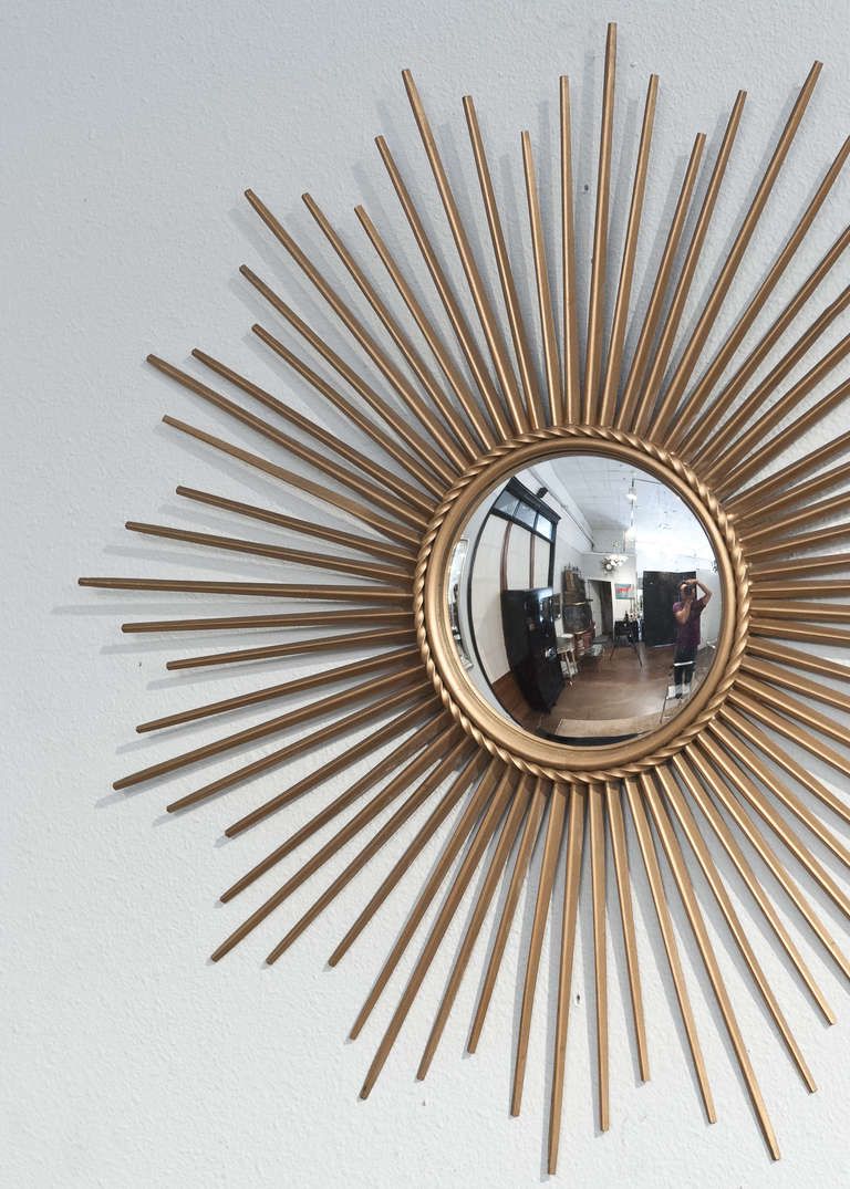 Vintage Brass Convex Sunburst Mirror At 1stdibs For Brass Sunburst Wall Mirrors (View 7 of 15)