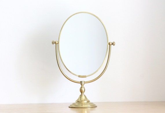 Vintage Brass Standing Vanity Mirror With Antique Brass Standing Mirrors (Photo 12 of 15)