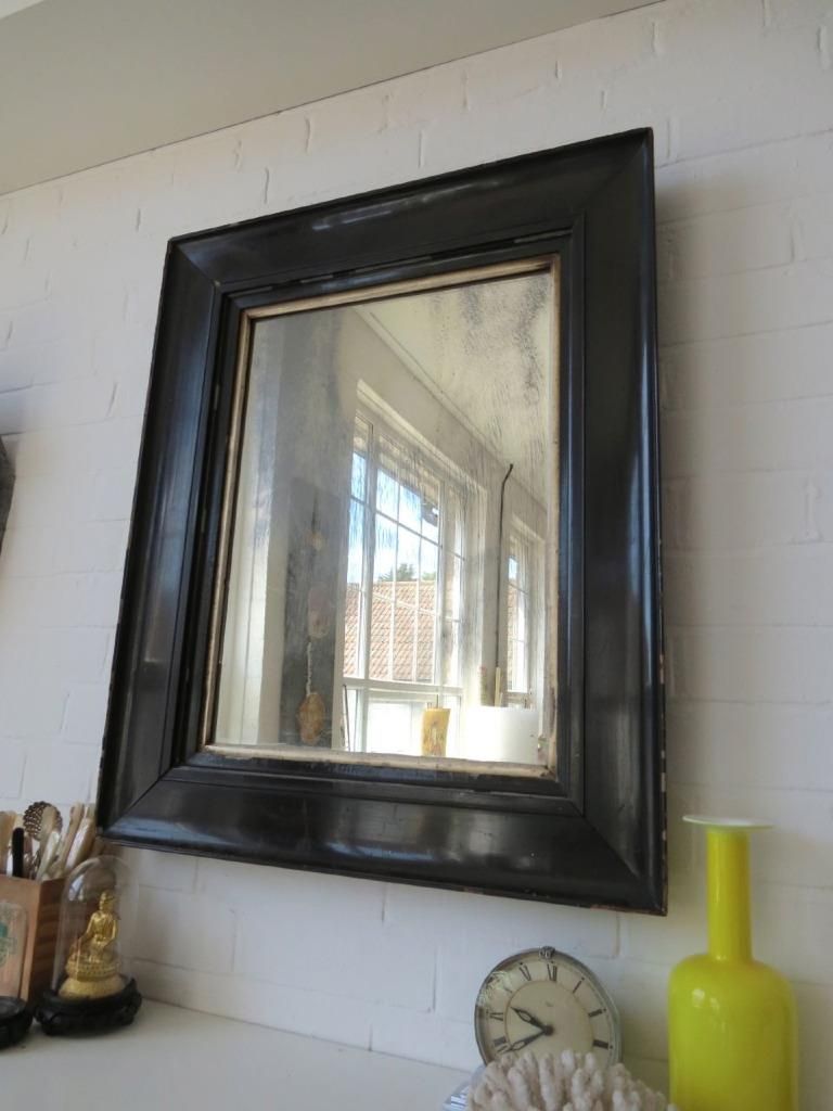 Vintage Extra Large Victorian Bevelled Edge Wall Mirror With Black Regarding Black Wood Wall Mirrors (View 3 of 15)