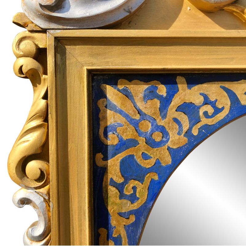 Vintage French Rococo Victorian Royal Blue & Gold Painted Wall Mirror In Royal Blue Wall Mirrors (View 4 of 15)