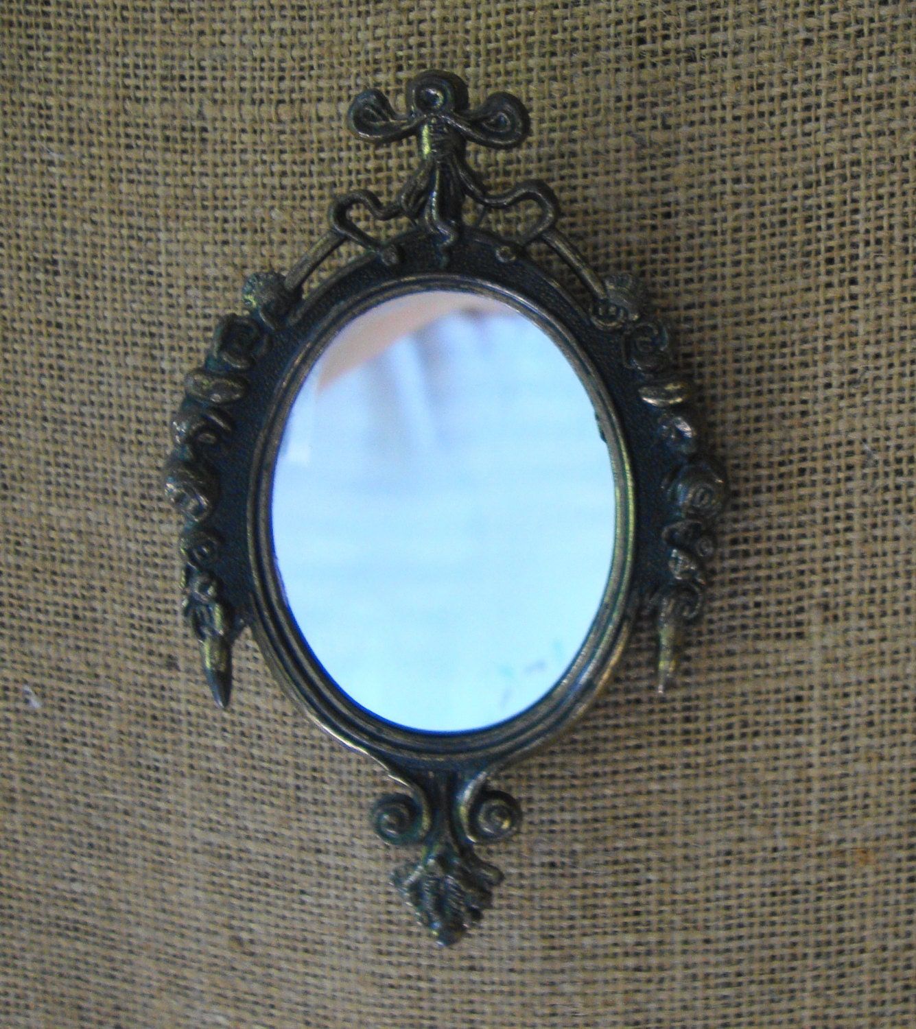 Vintage Italian Brass Mirror Small Wall Mirror Baroque Italian | Etsy Regarding Antique Brass Wall Mirrors (View 7 of 15)