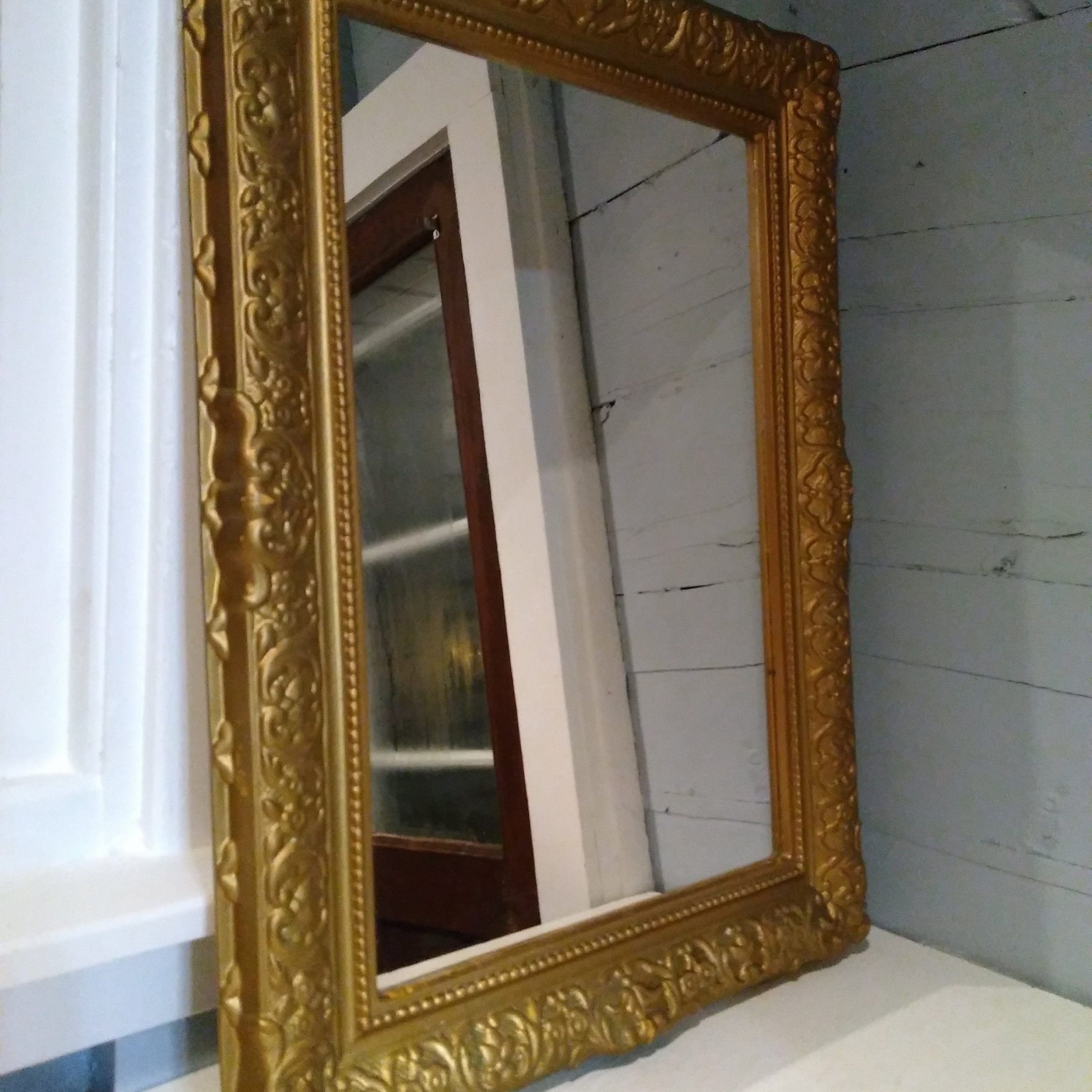 Vintage Large Mirror Wall Mirror Accent Mirror Rectangle Gold Bathroom Within Rectangle Antique Galvanized Metal Accent Mirrors (View 9 of 15)