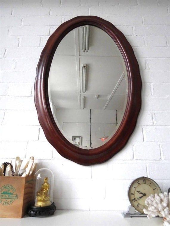 Vintage Large Oval Bevelled Edge Wall Mirror Withuulipolli Pertaining To Edged Wall Mirrors (View 12 of 15)
