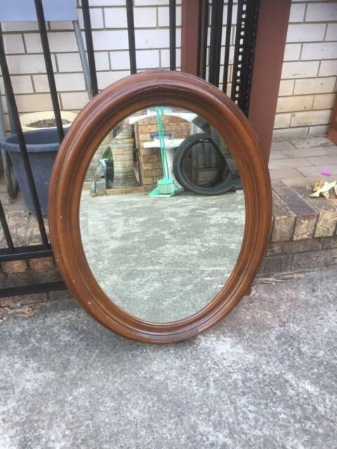 Vintage Large Oval Wood Framed Wall Mirror | Mirrors | Gumtree Within Pfister Oval Wood Wall Mirrors (View 11 of 15)