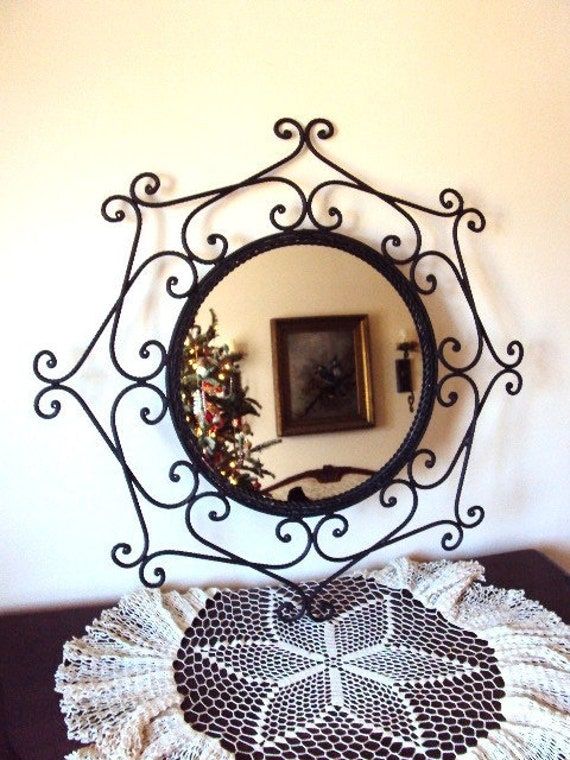 Vintage Mirror With Wrought Iron Frame Within Iron Frame Handcrafted Wall Mirrors (View 9 of 15)