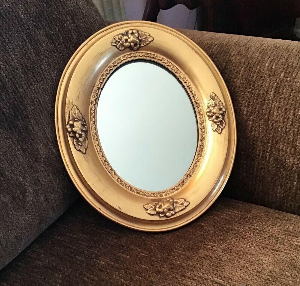 Vintage Oval Gold Gilded Wood Frame Wall Mirror | Ebay | Framed Mirror Within Wooden Oval Wall Mirrors (View 12 of 15)