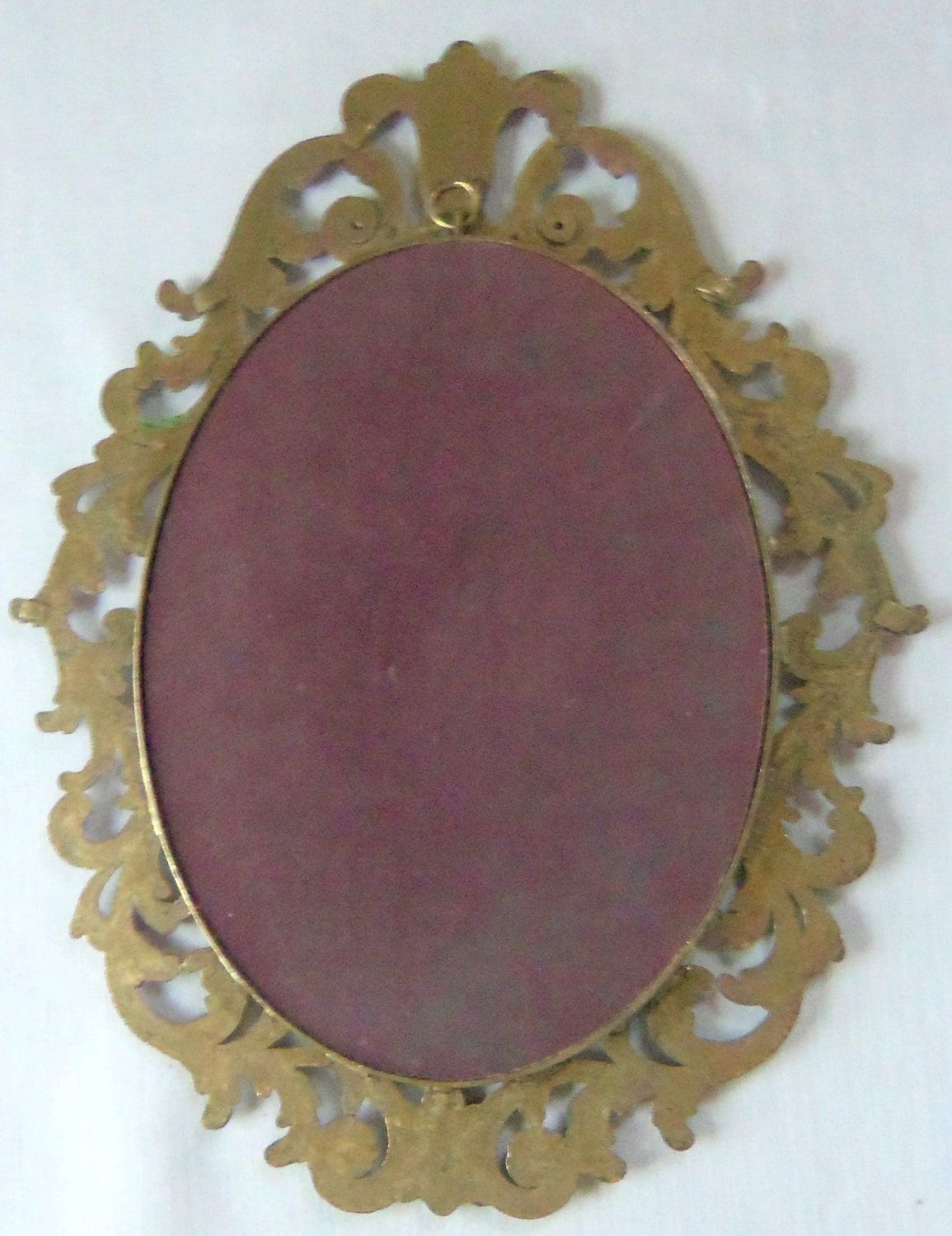 Vintage Oval Mirror Antique Brass Frame Ornate Treasury Item With Antique Brass Wall Mirrors (View 14 of 15)