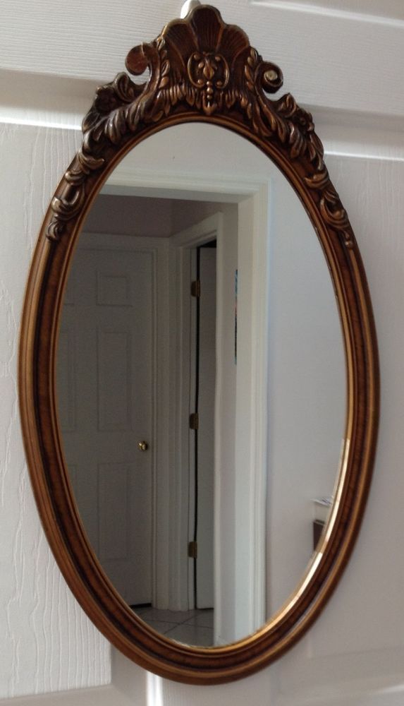 Vintage Oval Mirror – Wood Frame | Wood Framed Mirror, Oval Mirror, Mirror In Nickel Framed Oval Wall Mirrors (View 2 of 15)