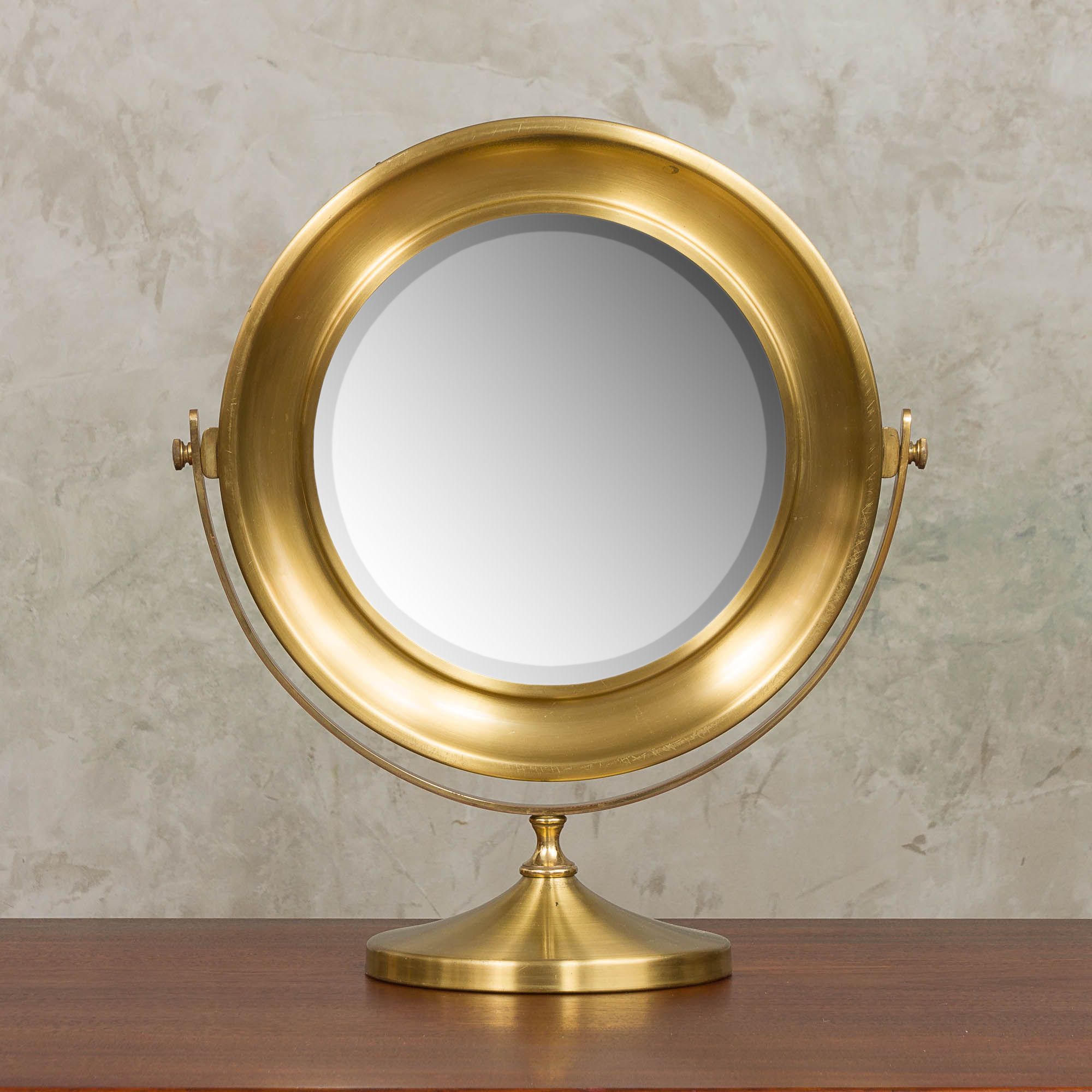 Vintage Vanity Mirror In Brass Italy 70s – Design Market Inside Antique Brass Standing Mirrors (Photo 1 of 15)