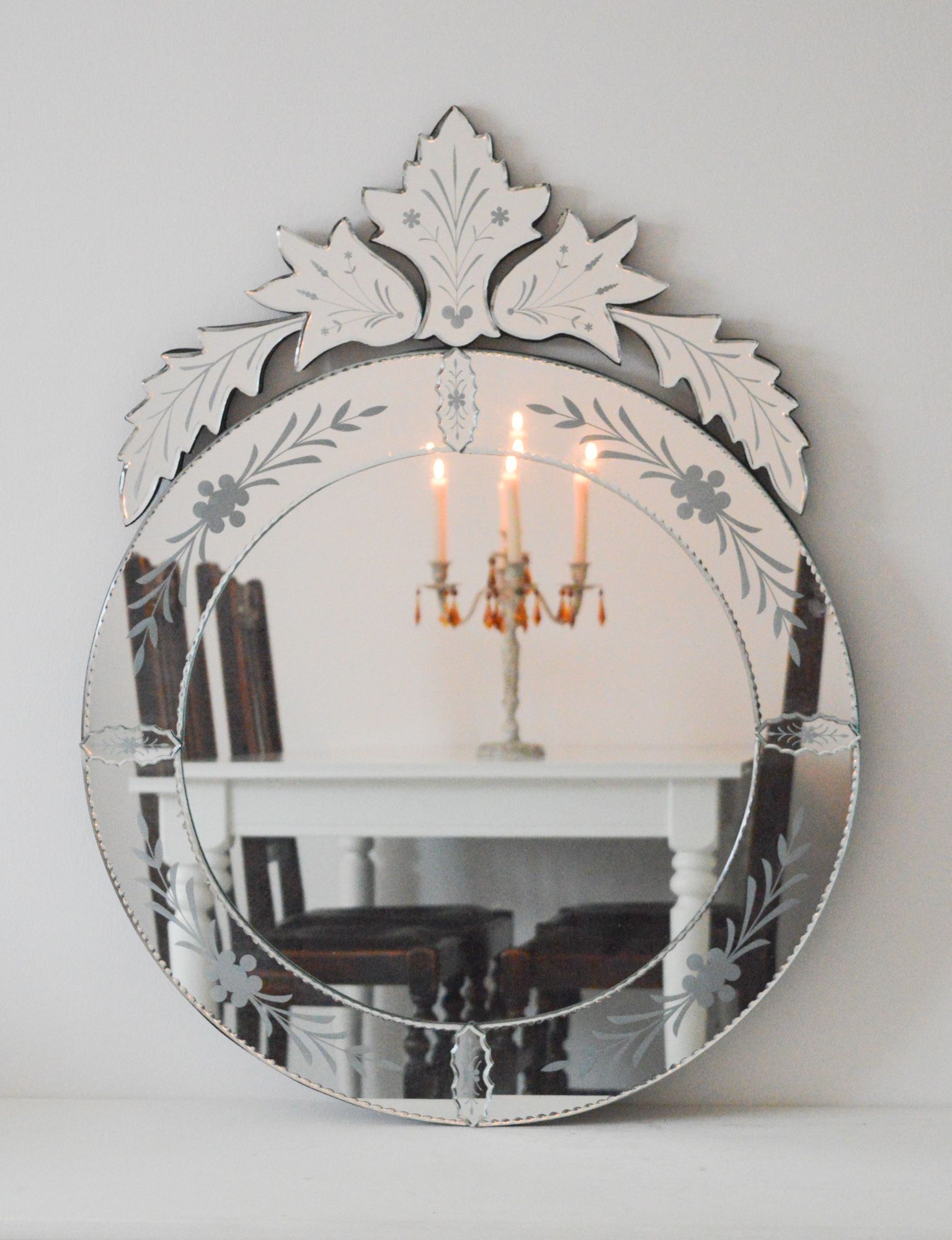 Vintage Venetian Style Wall Mirror, Large Round Decorative Mirror With Regard To Wall Mirrors (View 8 of 15)
