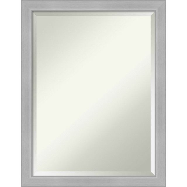 Vista Brushed Nickel Bathroom Vanity Wall Mirror – Transitional Intended For Hogge Modern Brushed Nickel Large Frame Wall Mirrors (View 8 of 15)