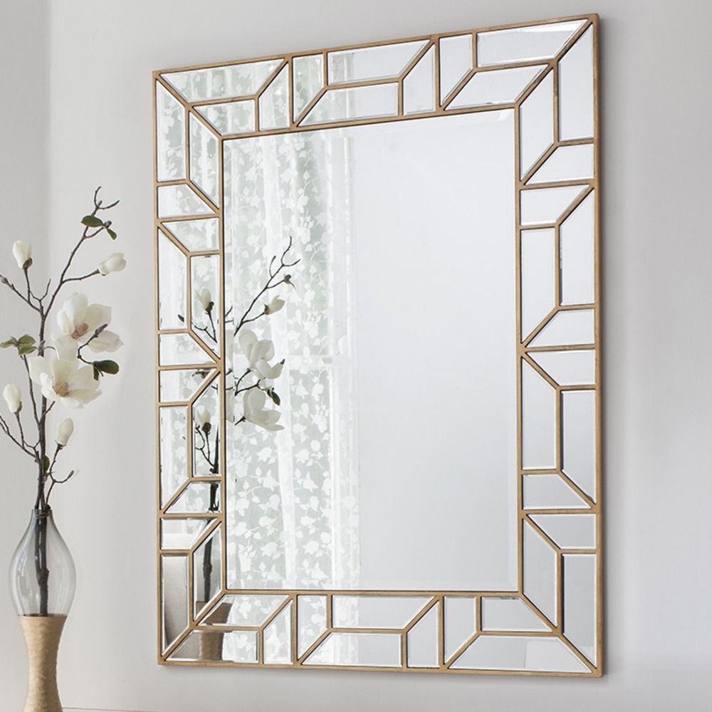 Wall Mirror: Verbier Rectangle Gold Finish | Select Mirrors Inside Rectangle Accent Mirrors (View 9 of 15)