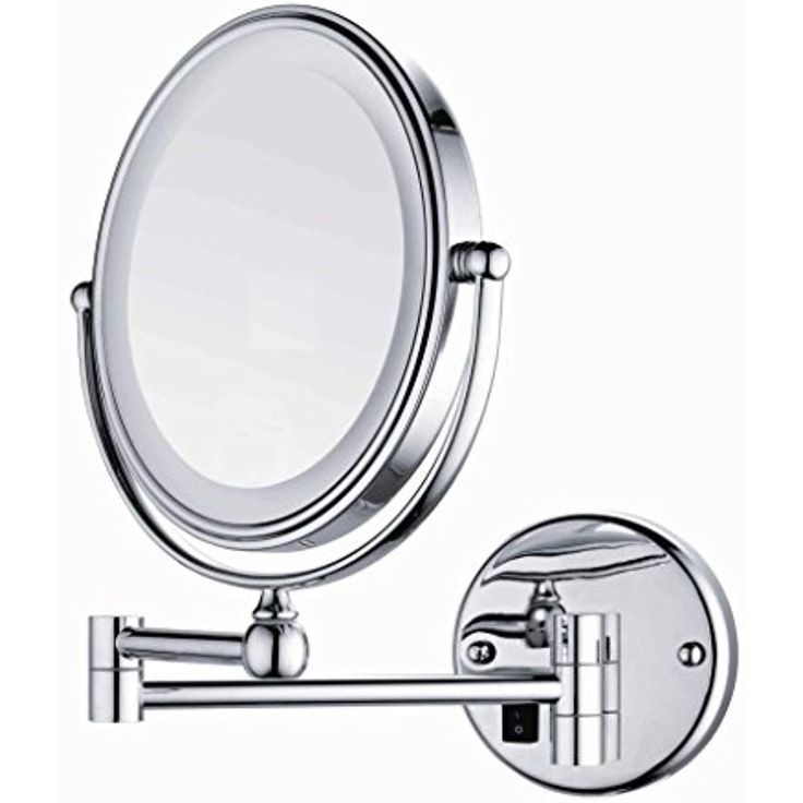 Wall Mount Makeup Vanity Mirror With Led Light, Polished Chrome Finish Regarding Single Sided Polished Nickel Wall Mirrors (Photo 2 of 15)