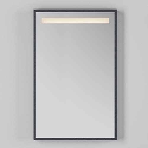 Wall Mount Mirror In Wooden Or Metal Frame With Led Light Behind Sand With Regard To Matte Black Metal Rectangular Wall Mirrors (View 6 of 15)