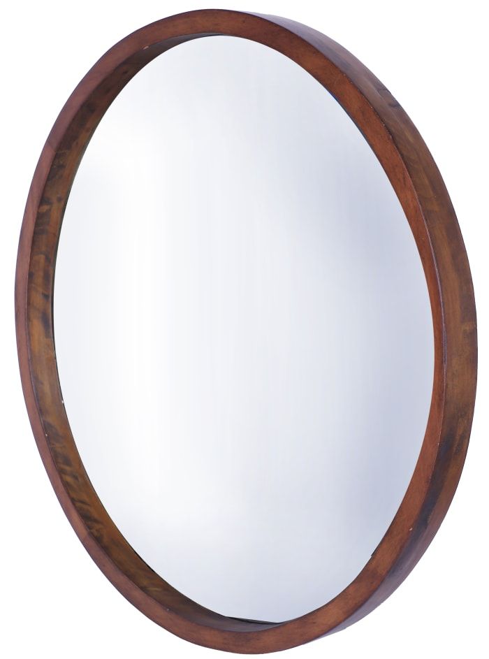 Walnut Brown Wooden Round Wall Mirror — Pier 1 Throughout Walnut Wall Mirrors (View 15 of 15)
