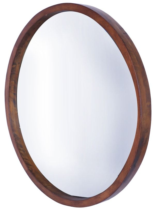 Walnut Brown Wooden Round Wall Mirror — Pier 1 With Walnut Wood Wall Mirrors (View 15 of 15)