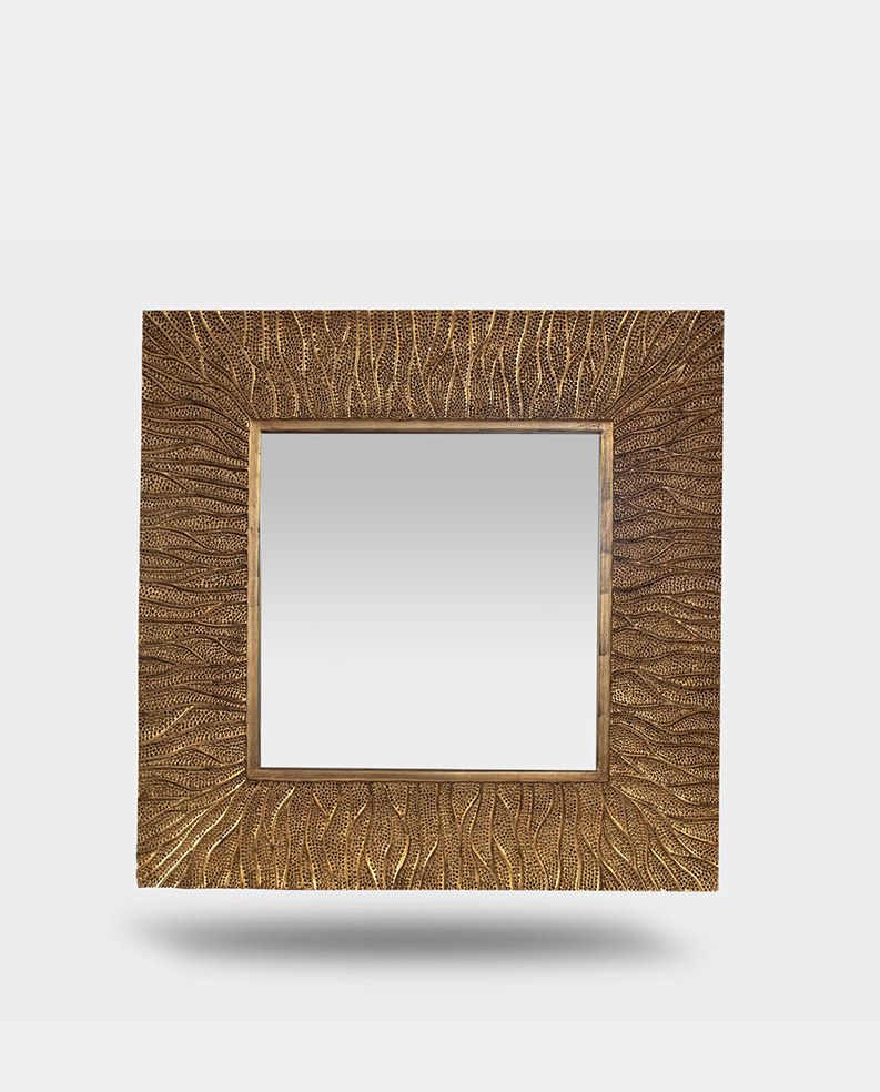 Washed Gold Square Frame Mirror 06 | Orienta Inside Gold Square Oversized Wall Mirrors (View 1 of 15)