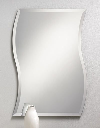 Wave Pattern Frameless Bevel Mirror – #316 24"w, 3/8"d, 34"h For Double Crown Frameless Beveled Wall Mirrors (View 5 of 15)