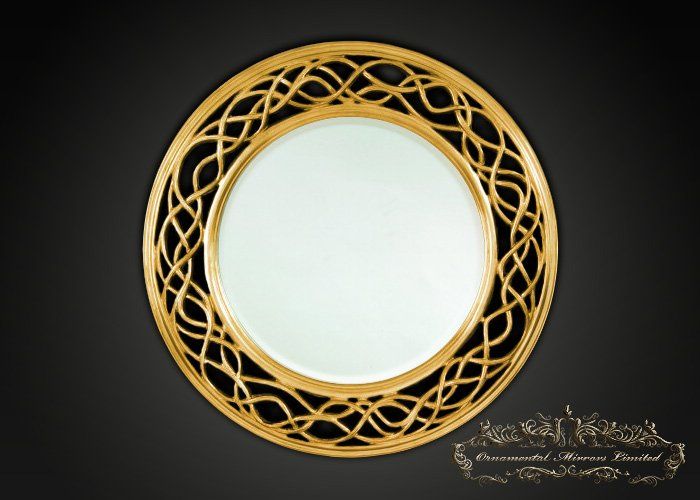 Waves And Circle Gold Round Mirror From Ornamental Mirrors Limited For Gold Rounded Edge Mirrors (View 11 of 15)