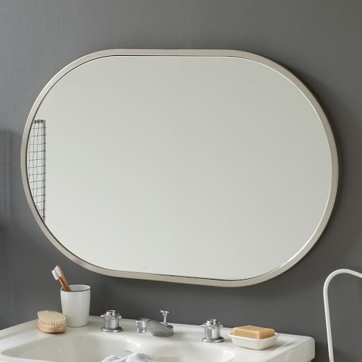 West Elm Metal Rounded Rectangular Wall Mirror – Google Search | Oval Throughout Drake Brushed Steel Wall Mirrors (Photo 7 of 15)