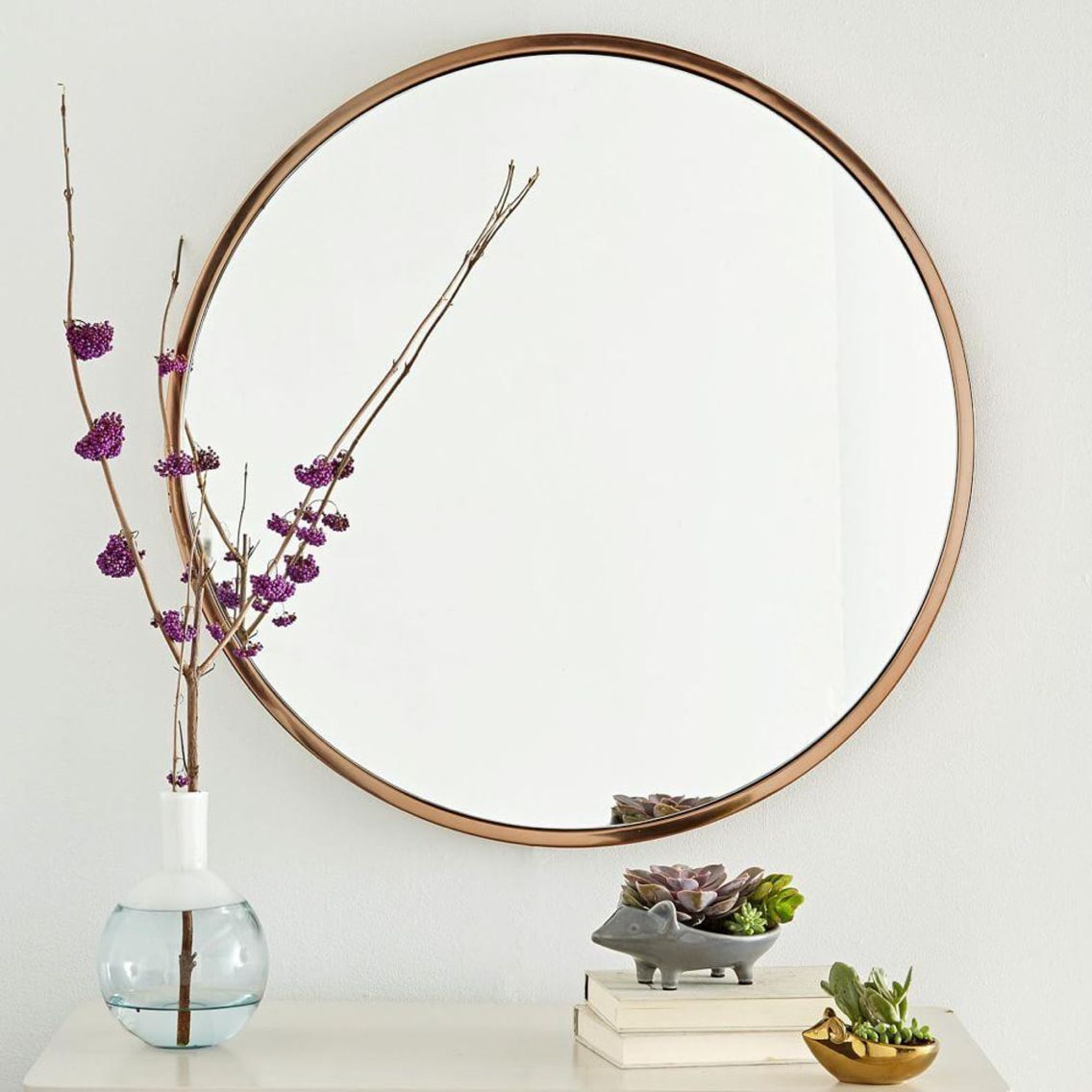 West Elm – Rose Gold Frame Round Mirrored Glass | Metal Frame Mirror Throughout Gold Metal Framed Wall Mirrors (View 10 of 15)