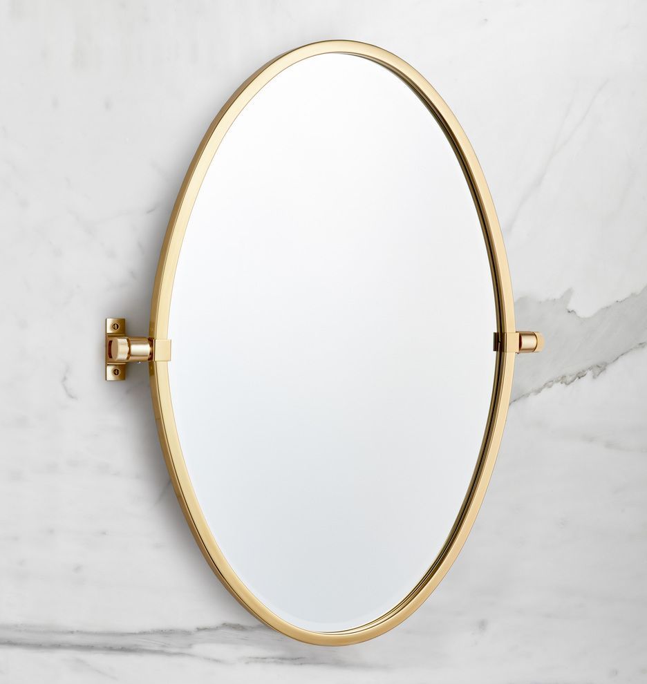 West Slope Oval Pivot Mirror | Rejuvenation | Powder Room Mirror, Porch With Ceiling Hung Oiled Bronze Oval Mirrors (View 11 of 15)
