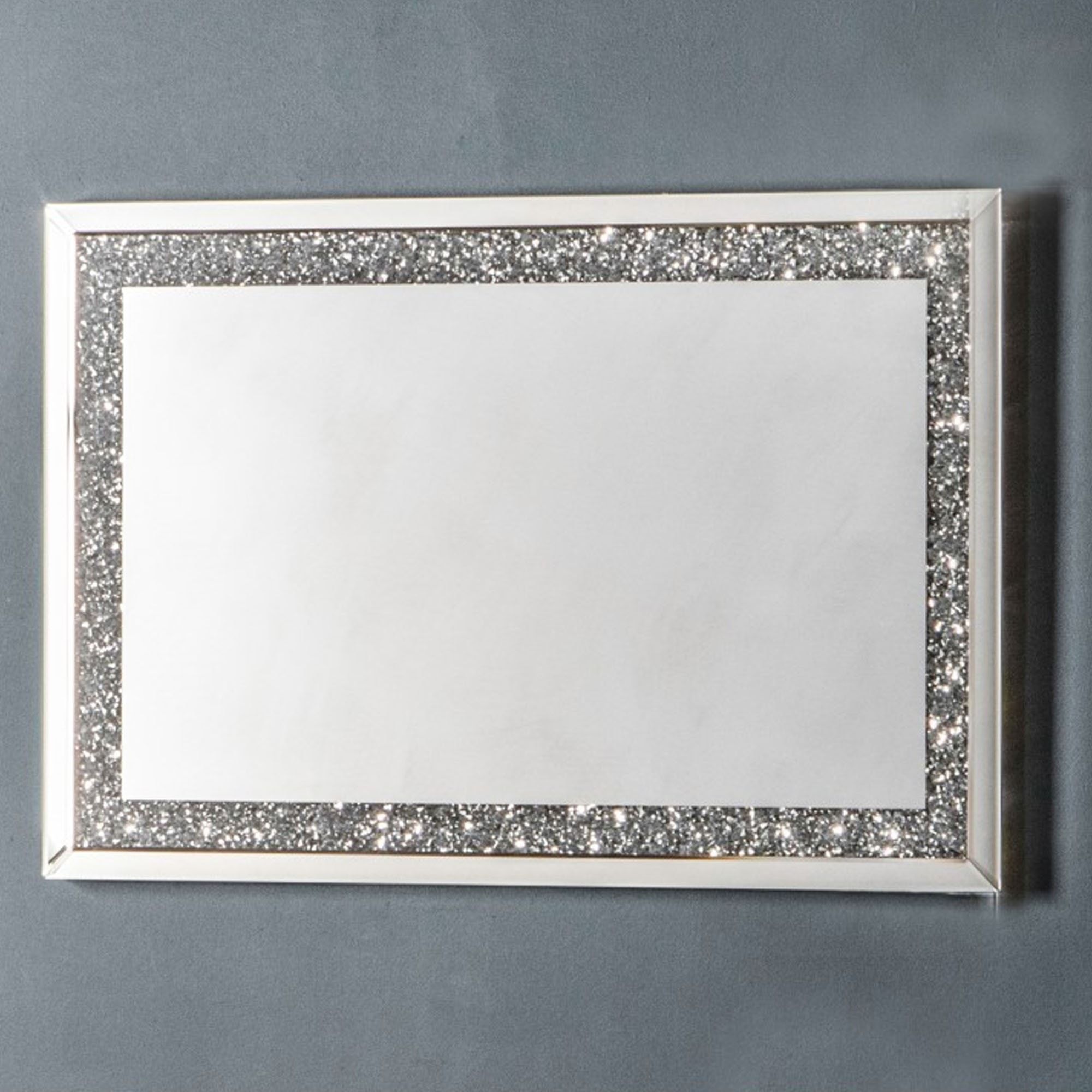 Westmoore Silver Mirror | Diamond Mirror | Crushed Glass Mirror Pertaining To Silver Metal Cut Edge Wall Mirrors (View 8 of 15)